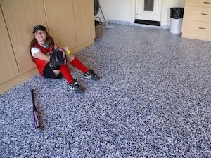 Garage Cabinetry in Tan - Roll on Rock® Flooring System